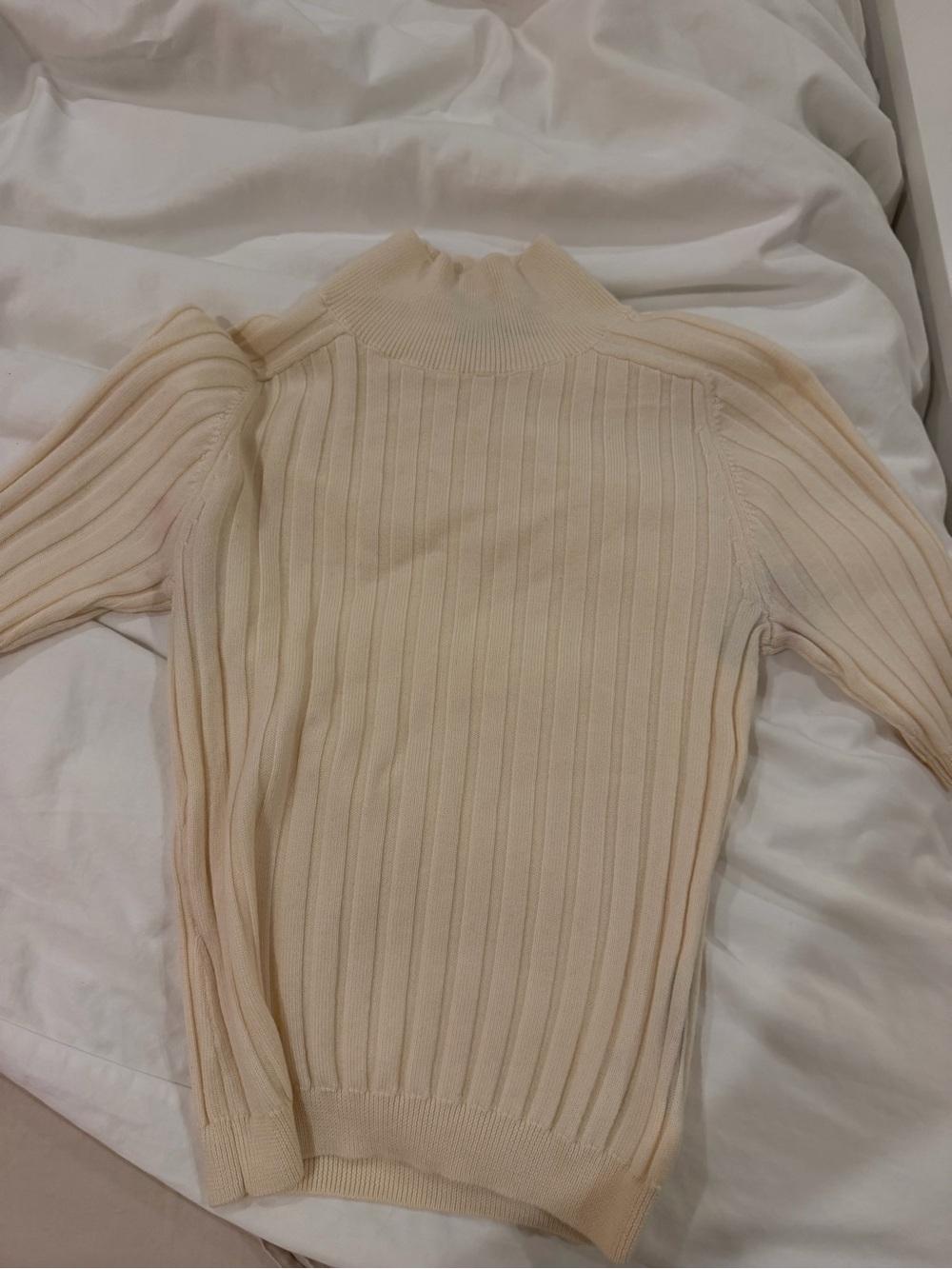 Cream Reformation Ribbed Mock Neck Sweater
